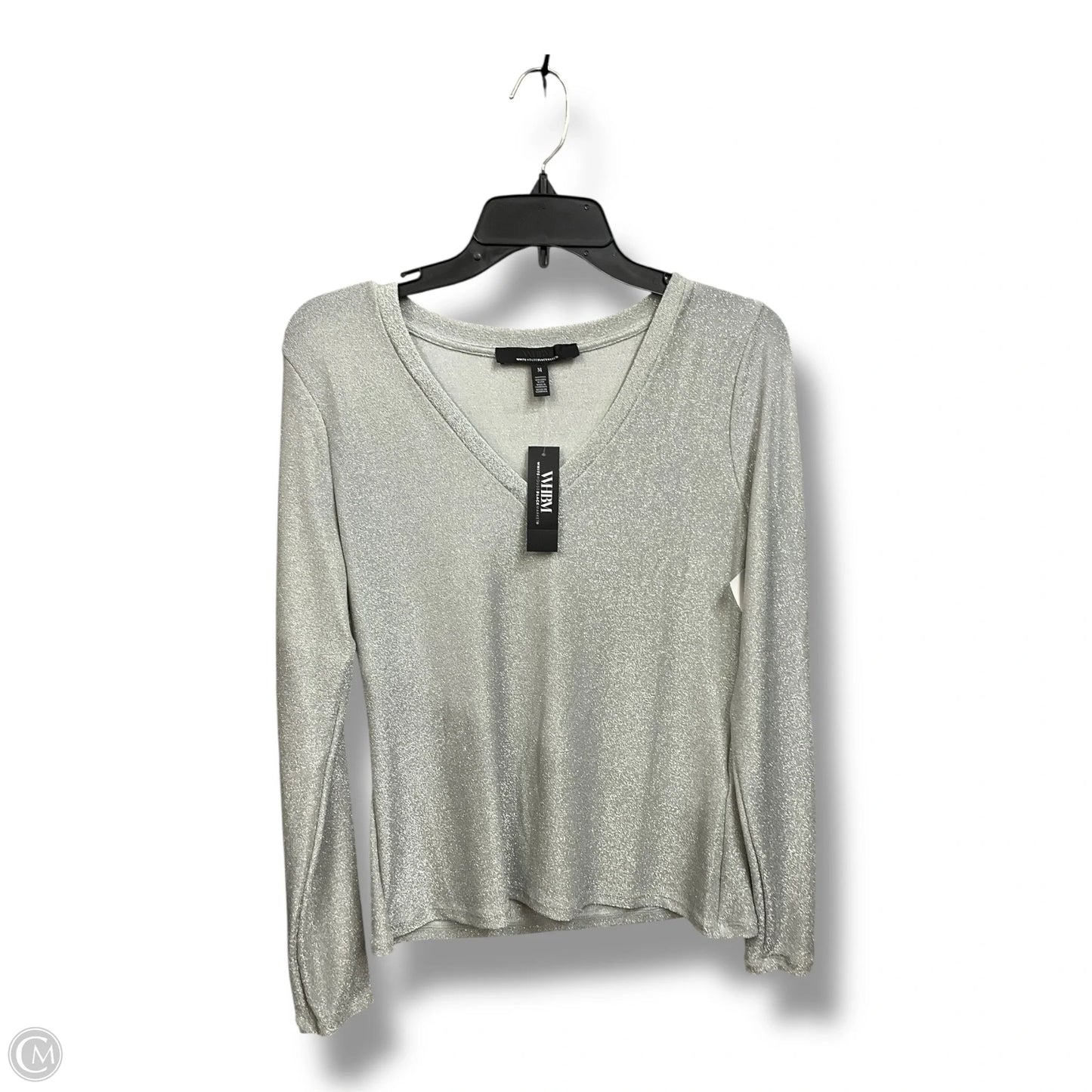 Top Long Sleeve By White House Black Market In Silver, Size: M
