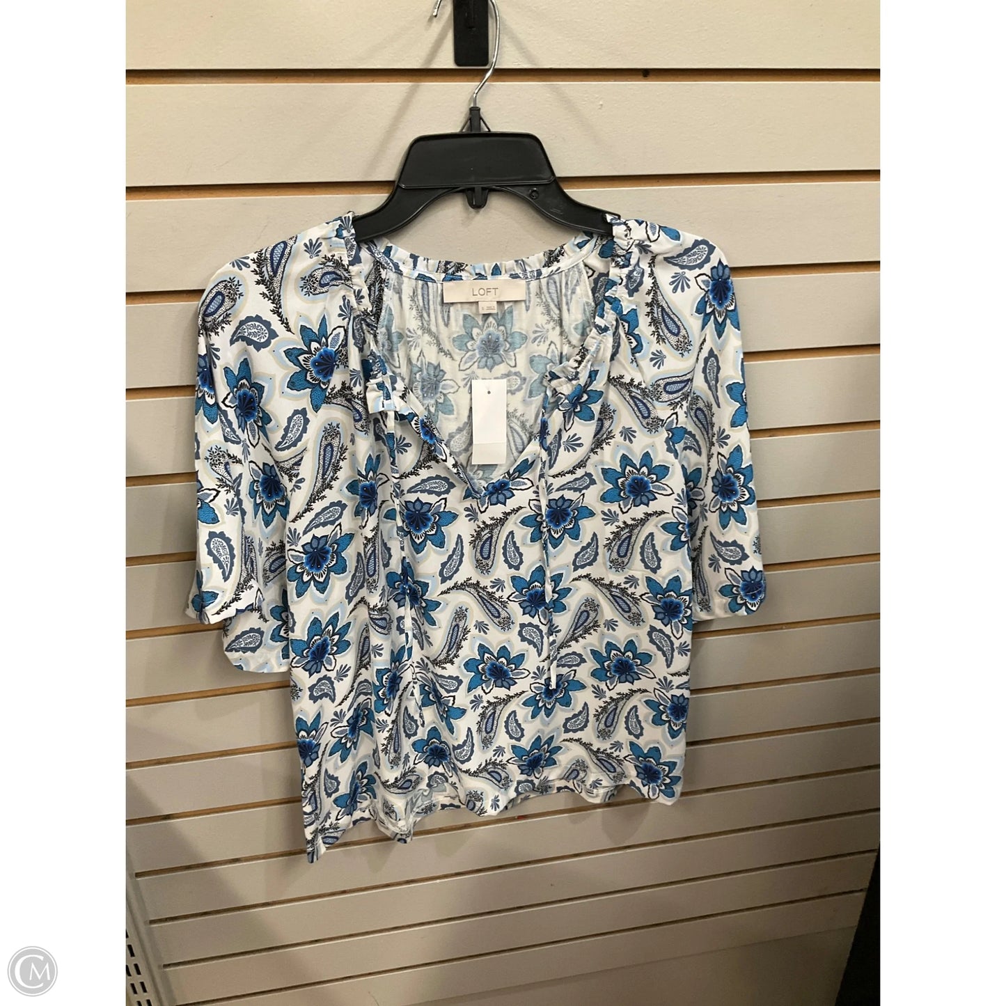 Blouse Short Sleeve By Loft In Floral Print, Size: S