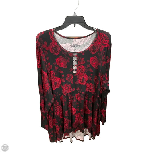 Tunic Long Sleeve By Torrid In Black & Red, Size: 3x