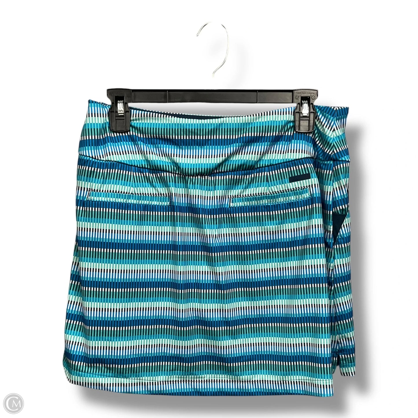 Athletic Skort By Adidas In Striped Pattern, Size: M