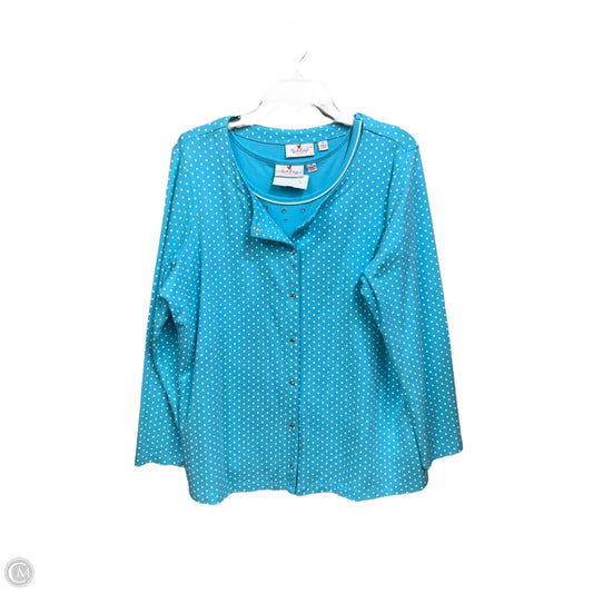 Top 2pc Long Sleeve By Quaker Factory In Polkadot Pattern, Size: 1x