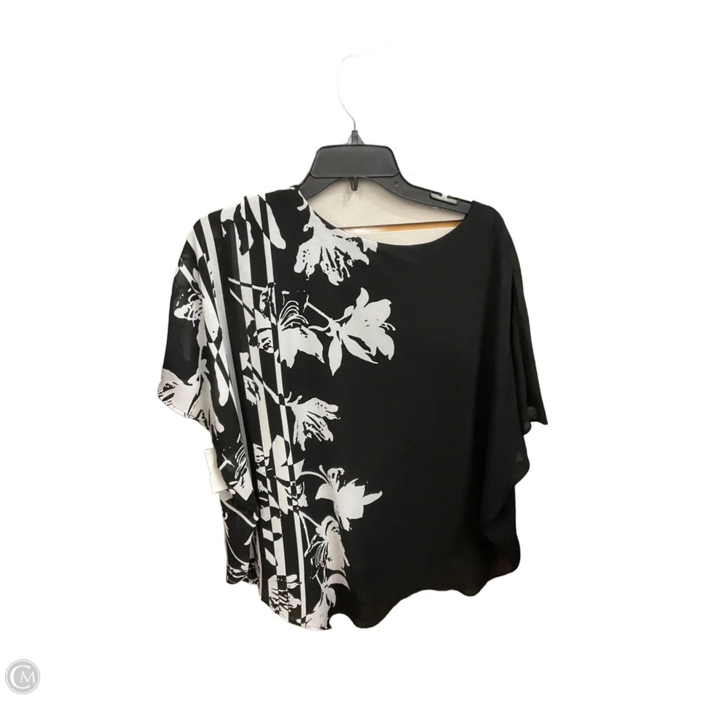 Blouse Short Sleeve By Roz And Ali In Black & White, Size: Xl