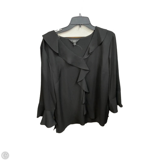 Blouse Long Sleeve By Investments In Black, Size: 1x