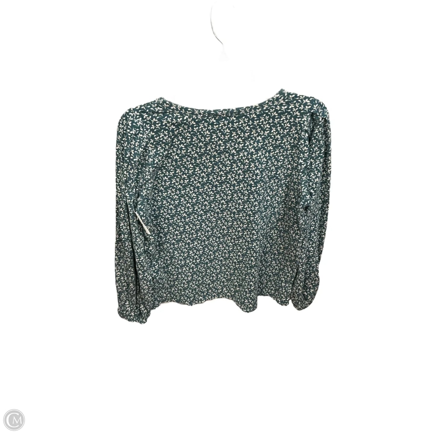 Top Long Sleeve By Loft In Green & White, Size: L