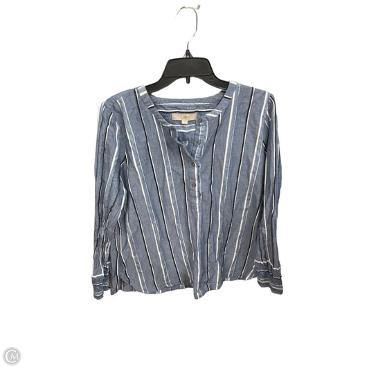 Top Long Sleeve Basic By Loft In Striped Pattern, Size: L