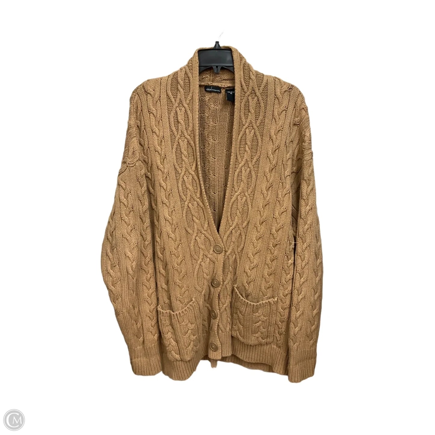 Cardigan By Moda Intl In Tan, Size: Xl