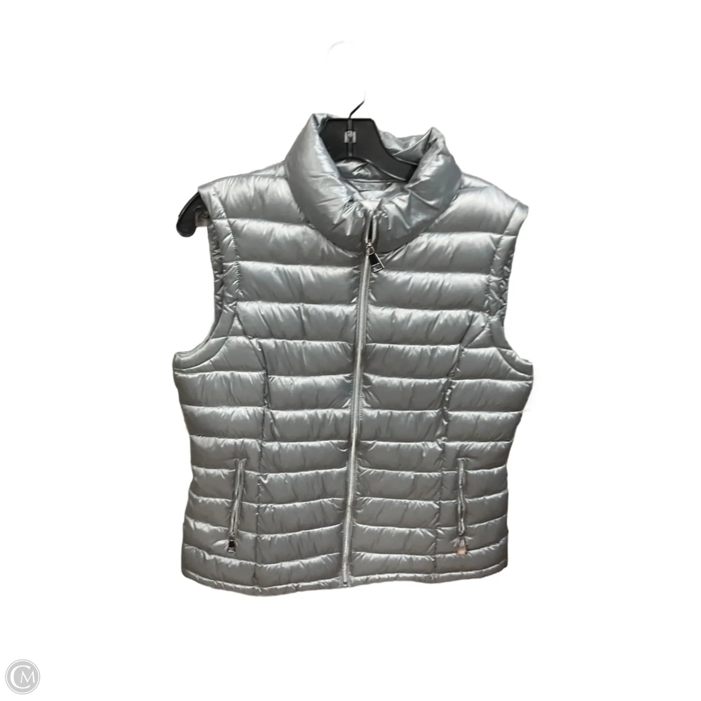 Vest Puffer & Quilted By Calvin Klein In Silver, Size: L