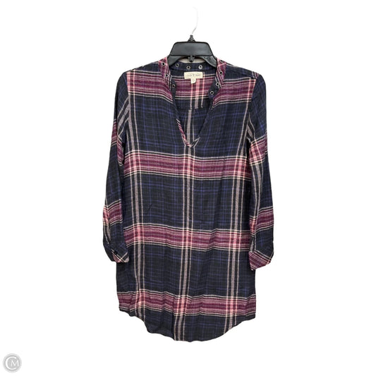 Tunic Long Sleeve By Cloth & Stone In Plaid Pattern, Size: S