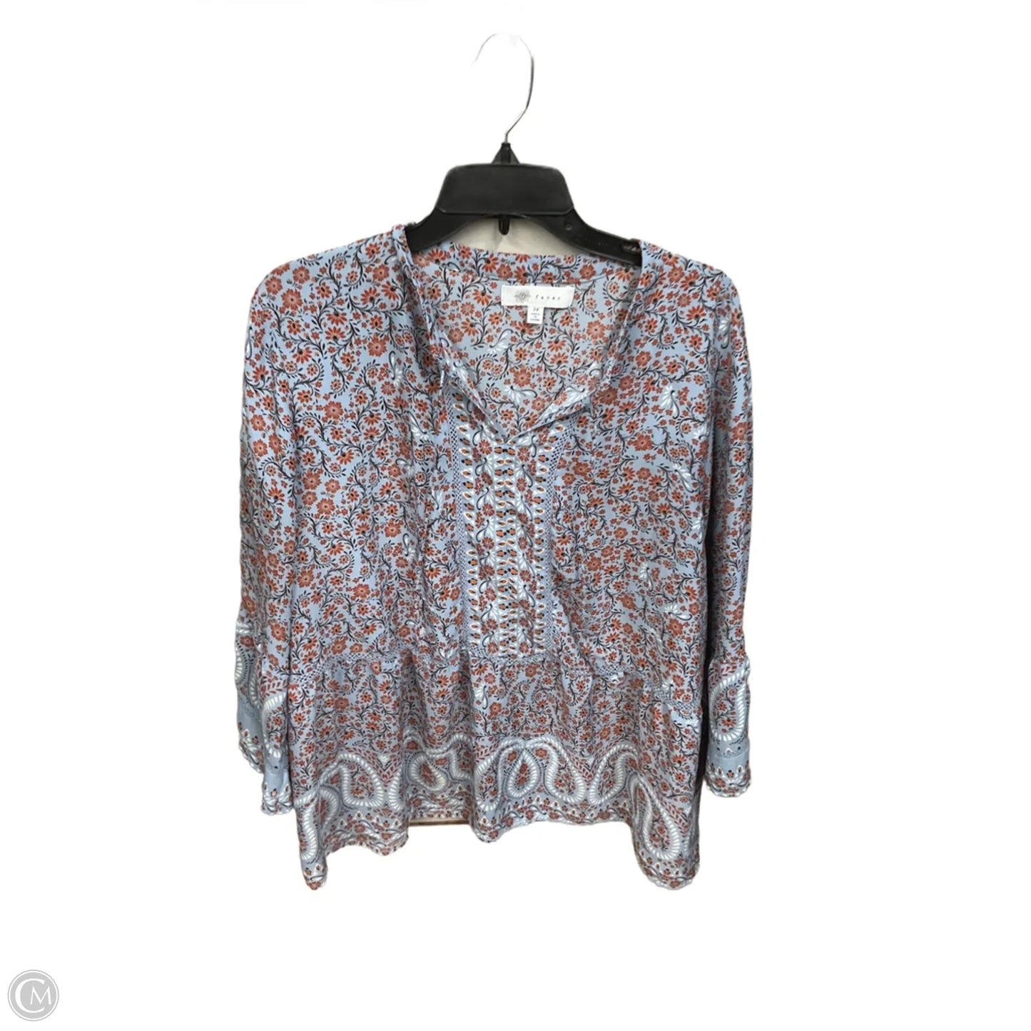 Blouse Long Sleeve By Fever In Floral Print, Size: 2x