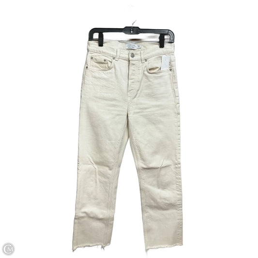 Jeans Cropped By Clothes Mentor In Cream Denim, Size: 4