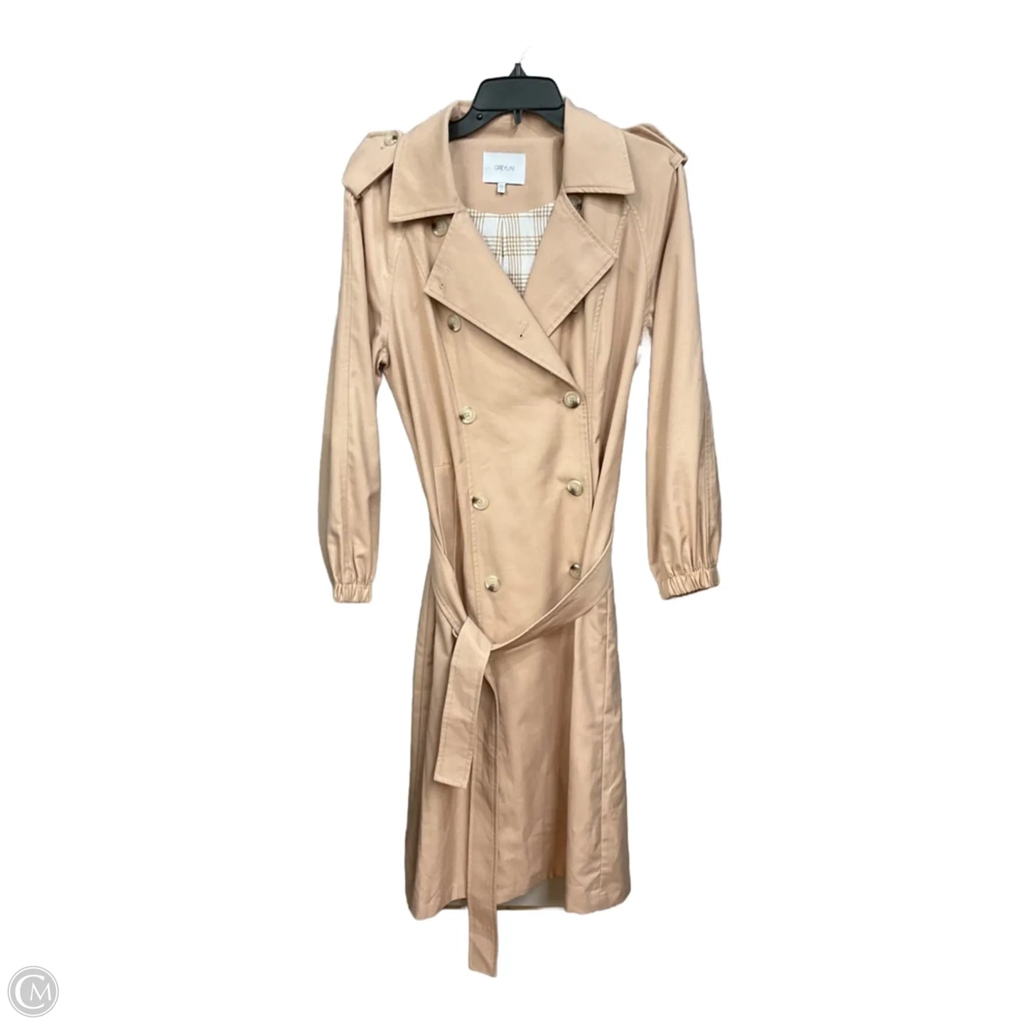 Coat Trench Coat By Greylin In Beige, Size: S