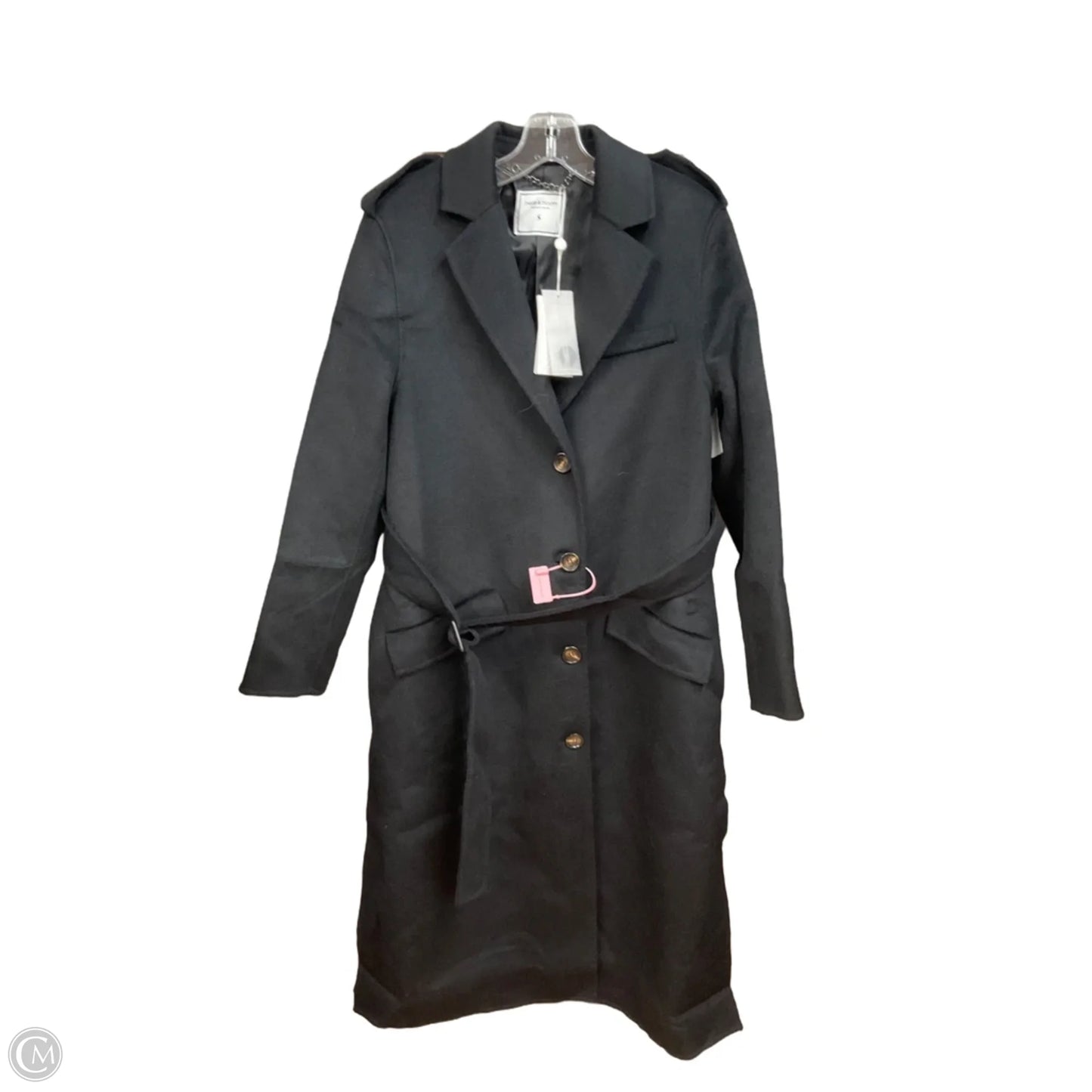 Coat Trench Coat By Clothes Mentor In Black, Size: S
