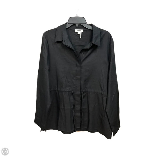 Blouse Long Sleeve By Dkny In Black, Size: M