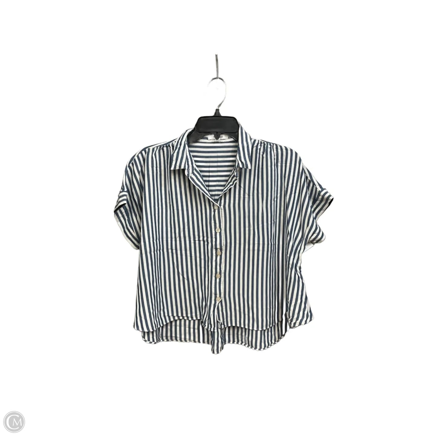 Blouse Short Sleeve By Madewell In Striped Pattern, Size: L
