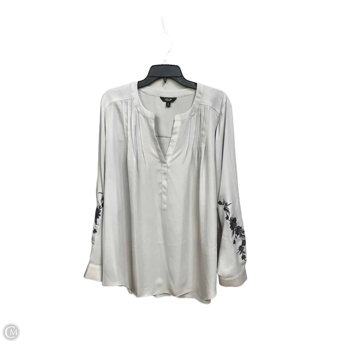 Blouse Long Sleeve By Simply Vera In Grey, Size: 2x