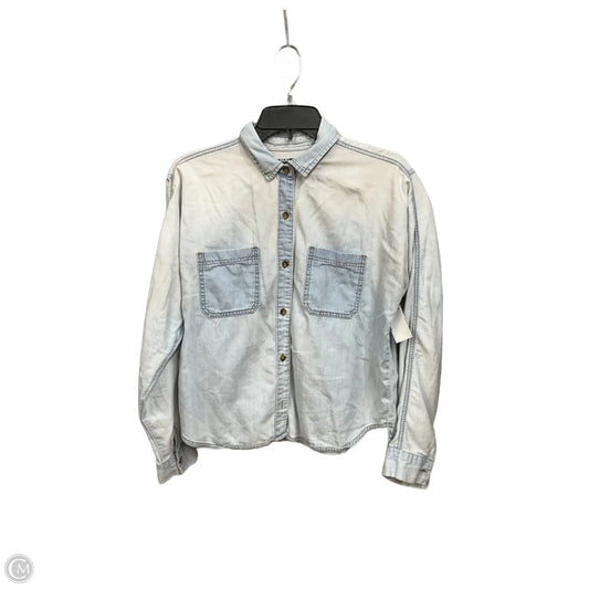 Blouse Long Sleeve By Bdg In Blue Denim, Size: S