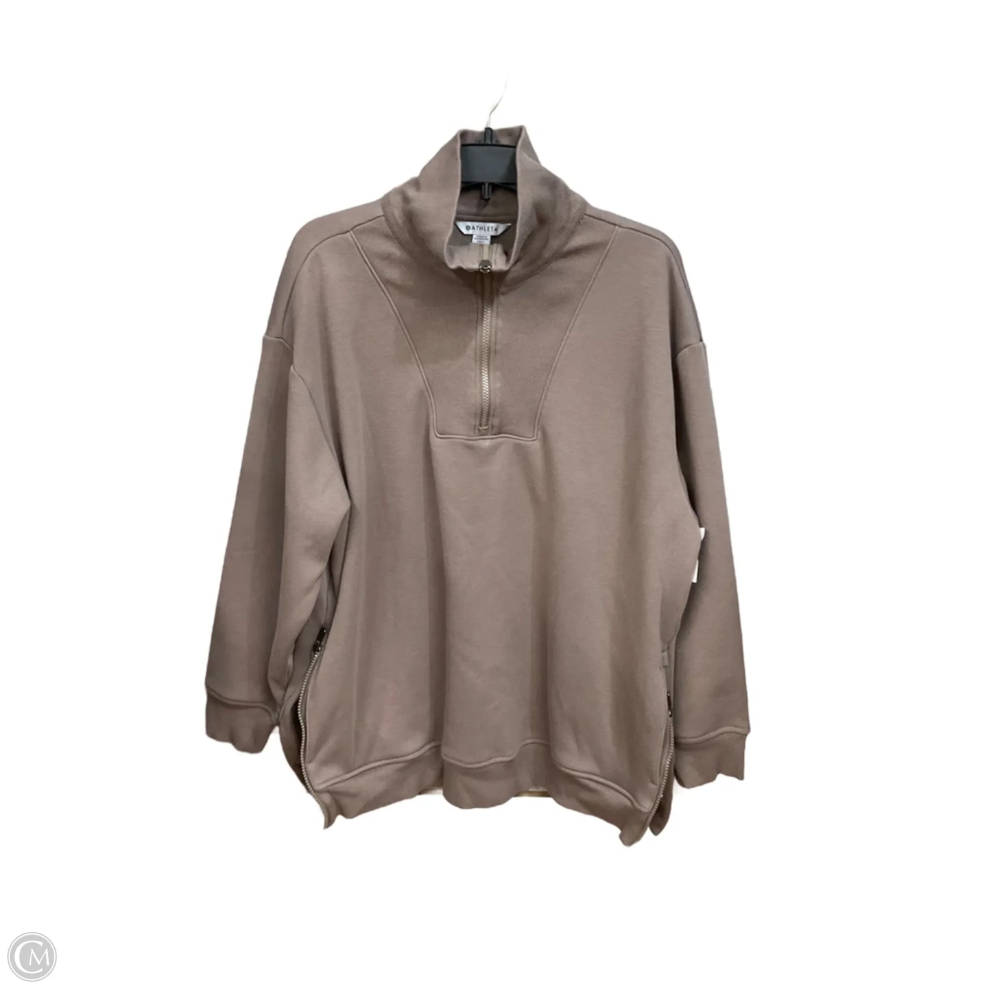 Athletic Top Long Sleeve Collar By Athleta In Taupe, Size: Xl