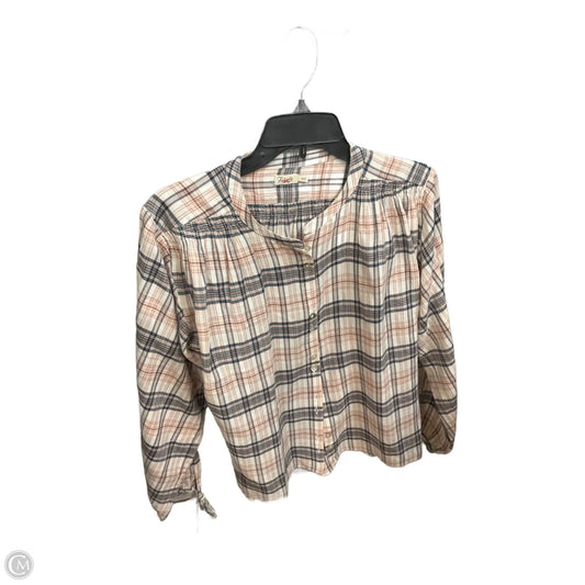 Blouse Long Sleeve By Faherty In Plaid Pattern, Size: M