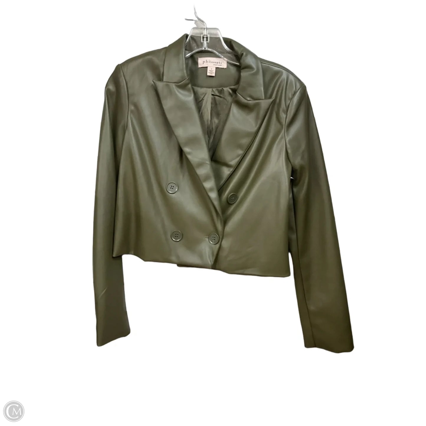 Jacket Moto Leather By Philosophy In Green, Size: S
