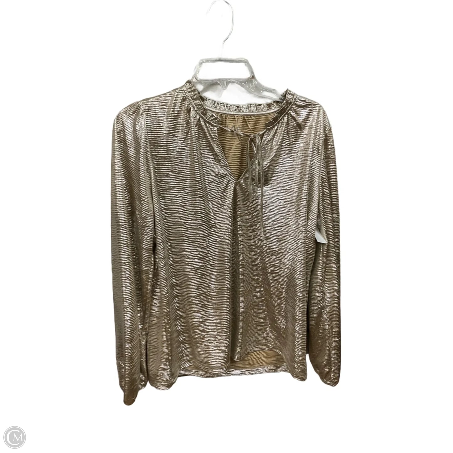 Blouse Long Sleeve By Loft In Gold, Size: S