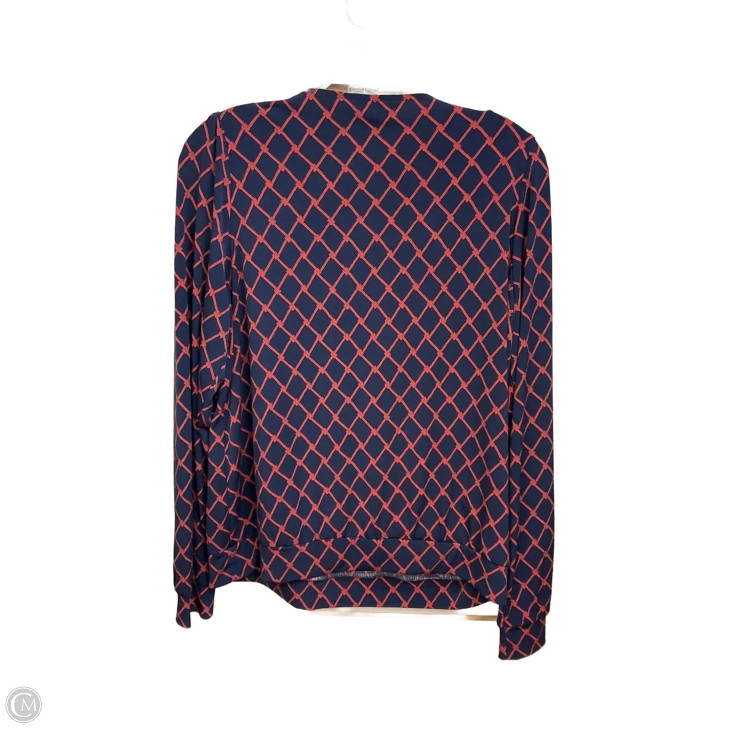 Blouse Long Sleeve By Banana Republic In Blue & Red, Size: M