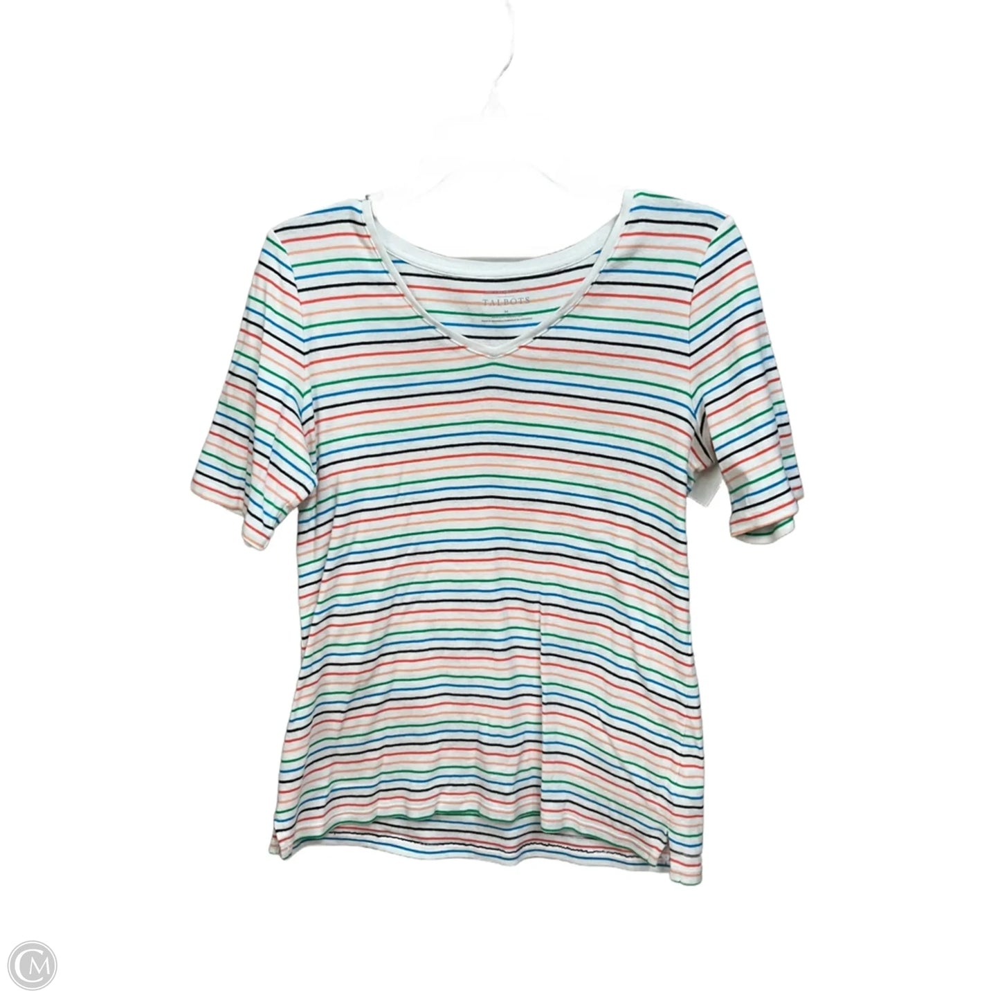 Top Short Sleeve By Talbots In Striped Pattern, Size: M