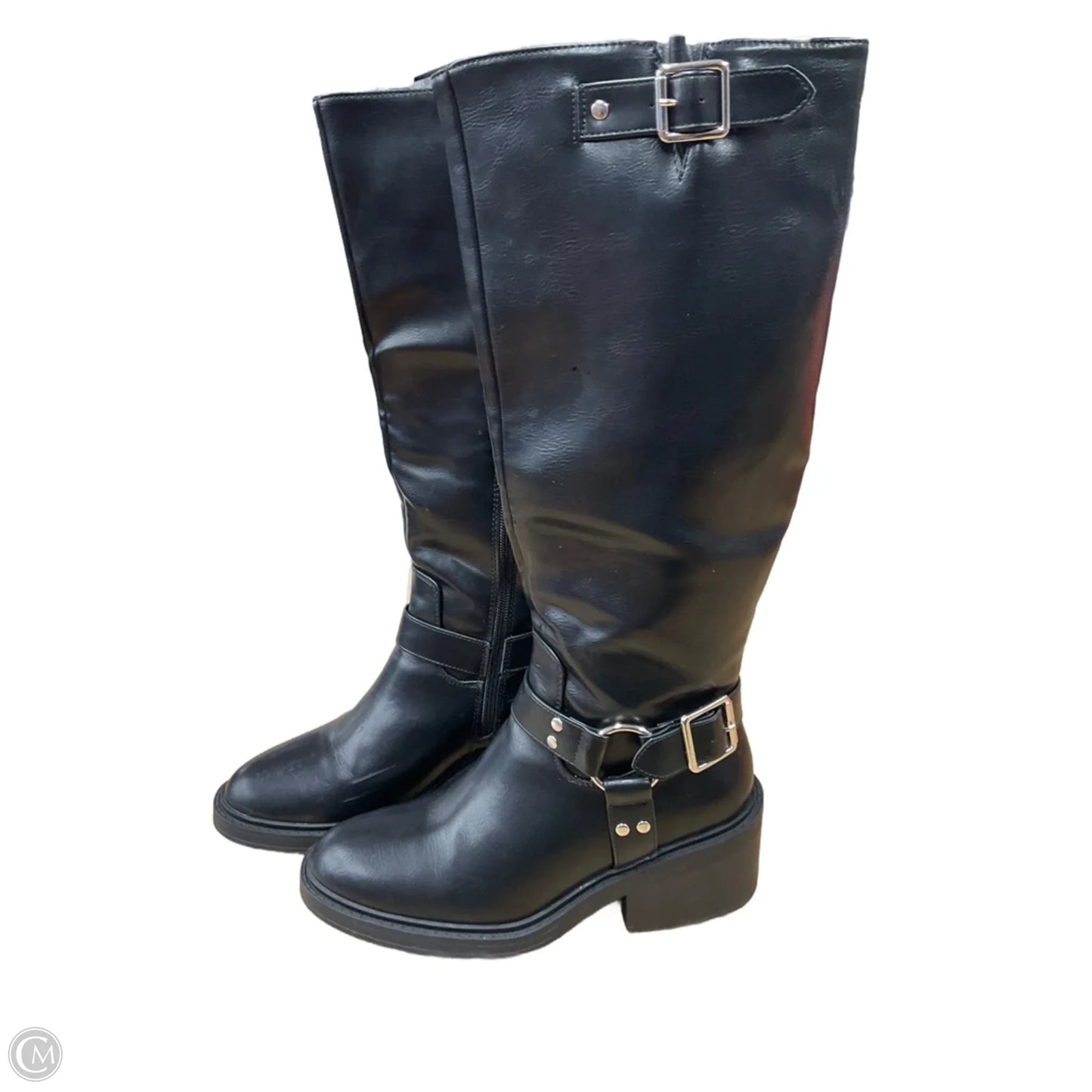 Boots Mid-calf Flats By Shoedazzle In Black, Size: 7