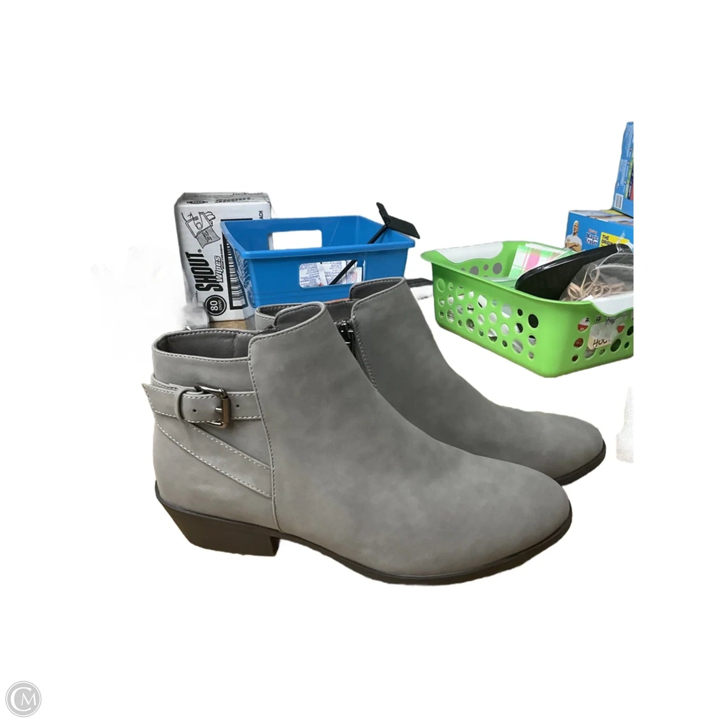 Boots Ankle Heels By Clothes Mentor In Grey, Size: 10