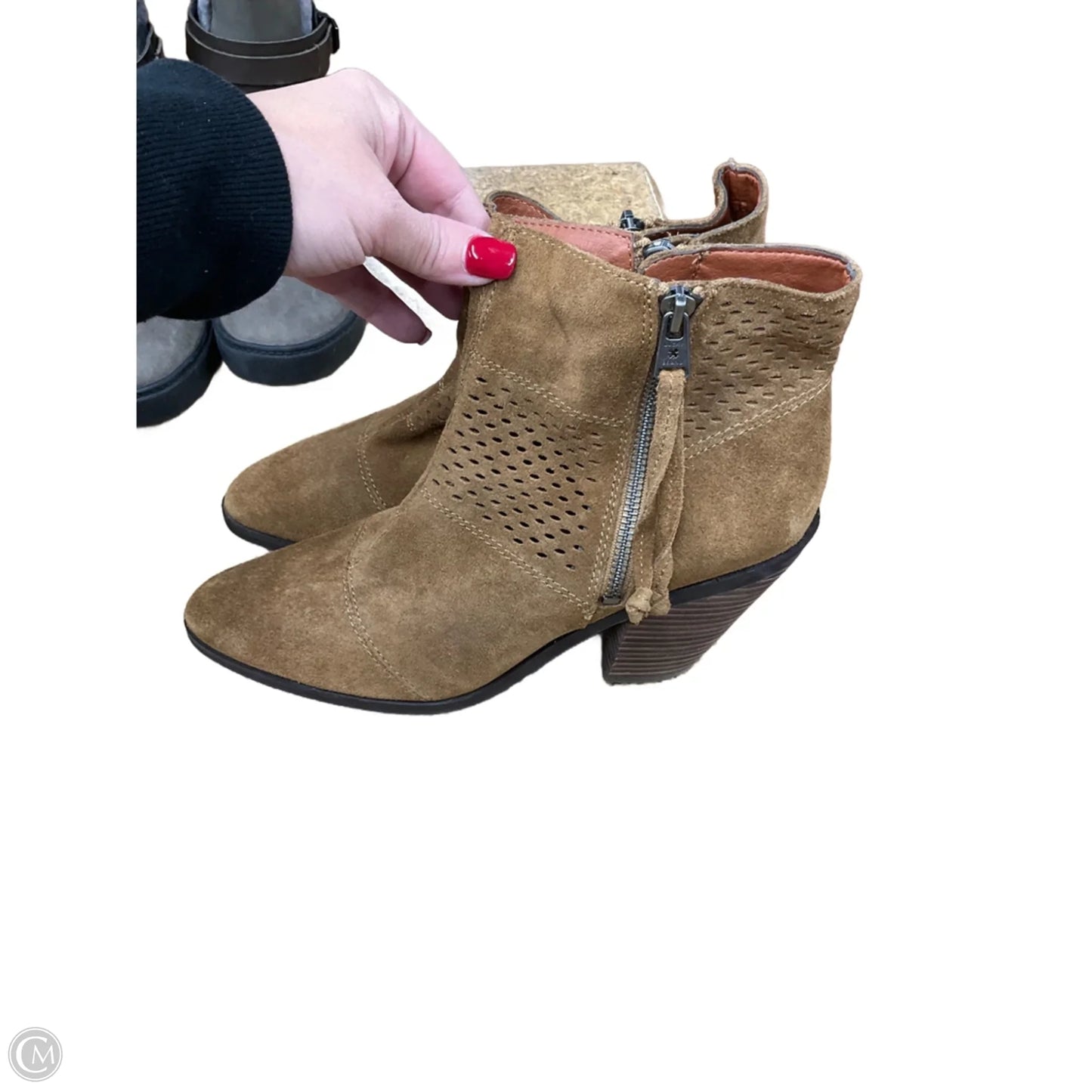 Boots Ankle Heels By Lucky Brand In Brown, Size: 9.5