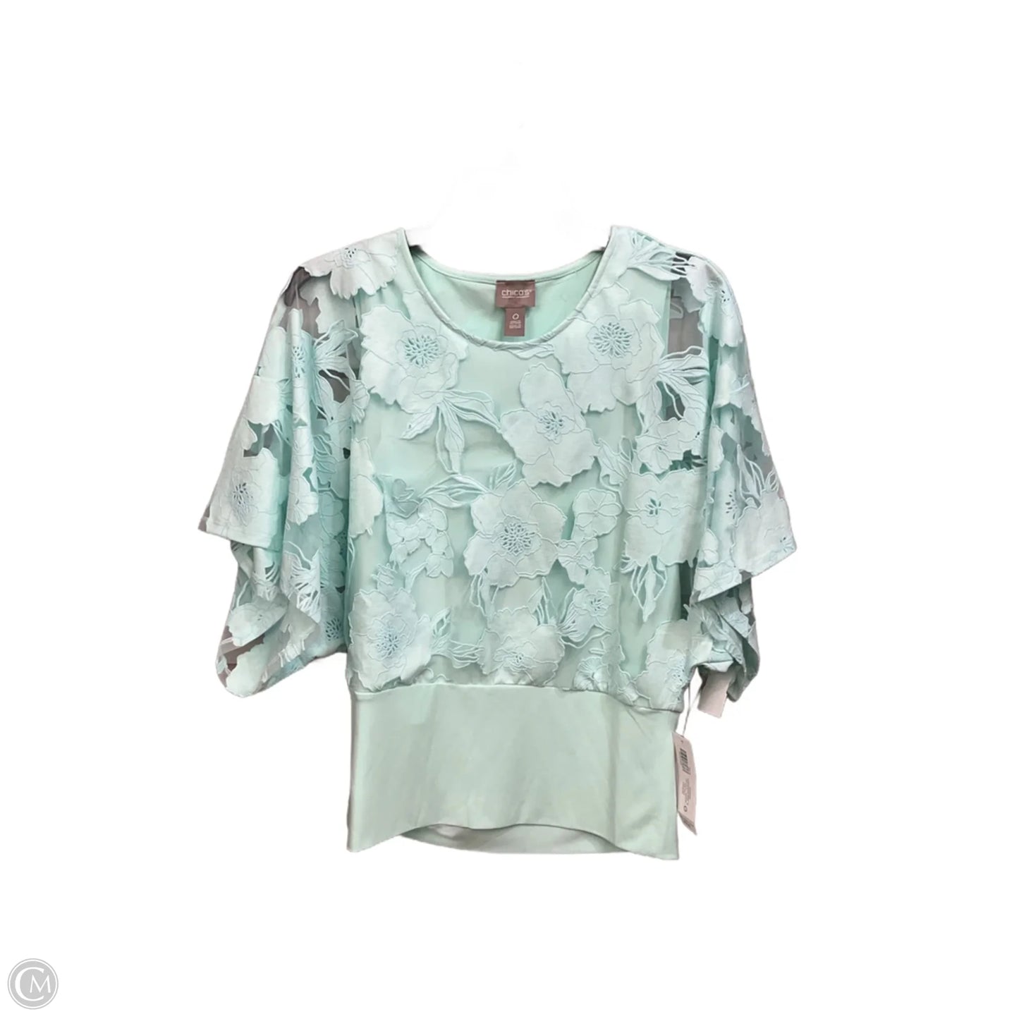 Top Short Sleeve Basic By Chicos In Aqua, Size: S