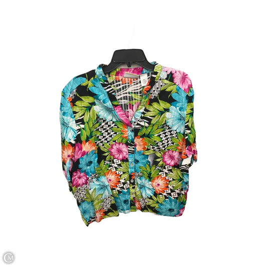 Tunic 3/4 Sleeve By Alfred Dunner In Tropical Print, Size: 2x