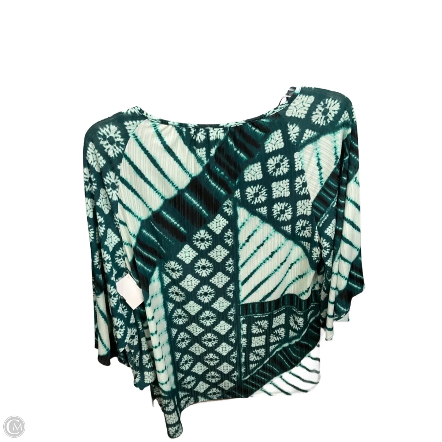 Top 3/4 Sleeve By Dana Buchman In Green & White, Size: M