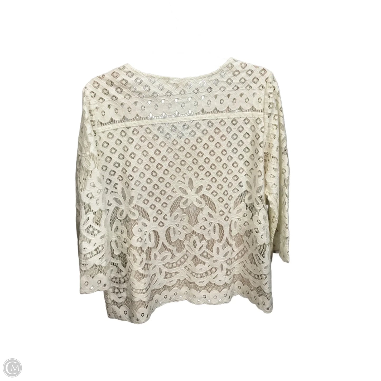Top Long Sleeve Basic By Chicos In Cream & Tan, Size: M