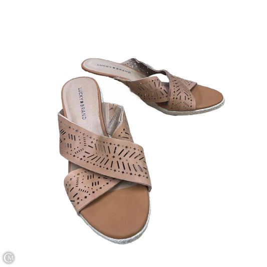 Sandals Heels Wedge By Lucky Brand In Tan, Size: 10