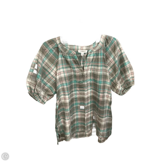 Top Short Sleeve By Beachlunchlounge In Plaid Pattern, Size: Xs