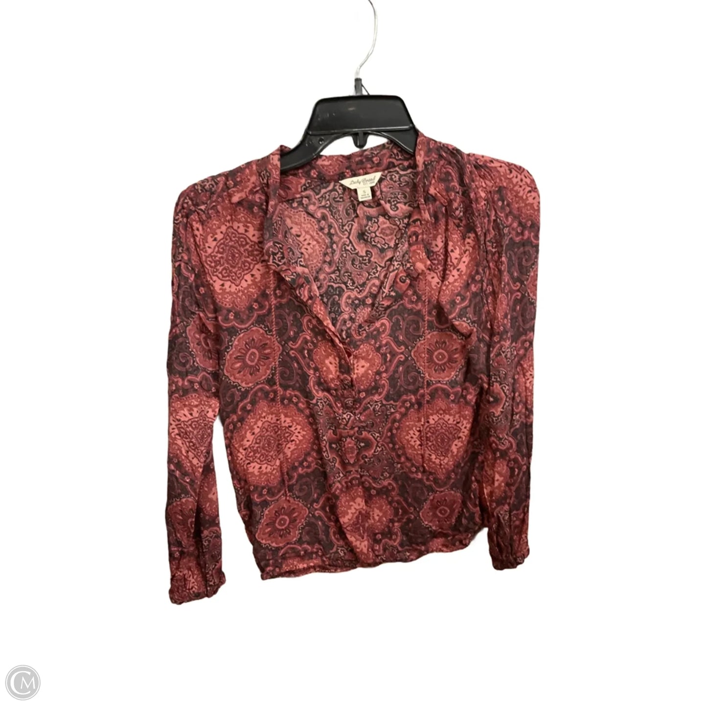 Top 3/4 Sleeve By Lucky Brand In Paisley Print, Size: S