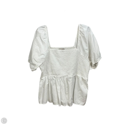 Top Short Sleeve Basic By Loft In White, Size: Xxl