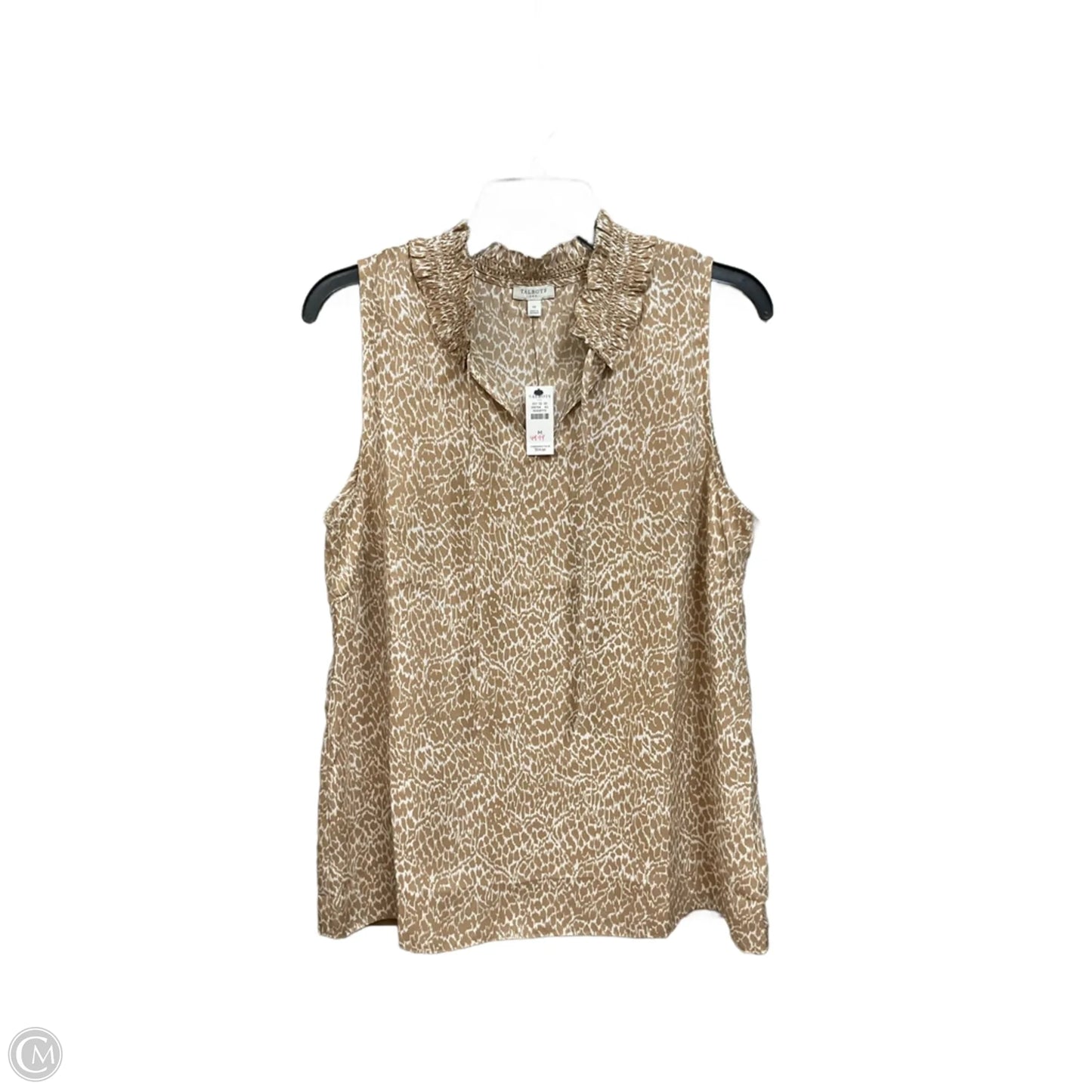 Blouse Sleeveless By Talbots In Tan & White, Size: M