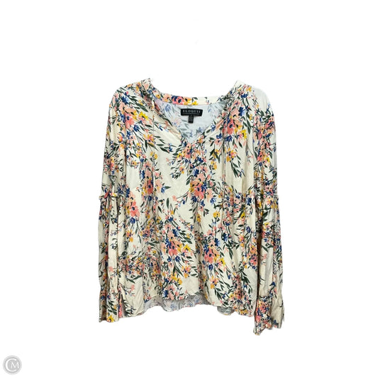 Blouse Long Sleeve By Eloquii In Floral Print, Size: Xl