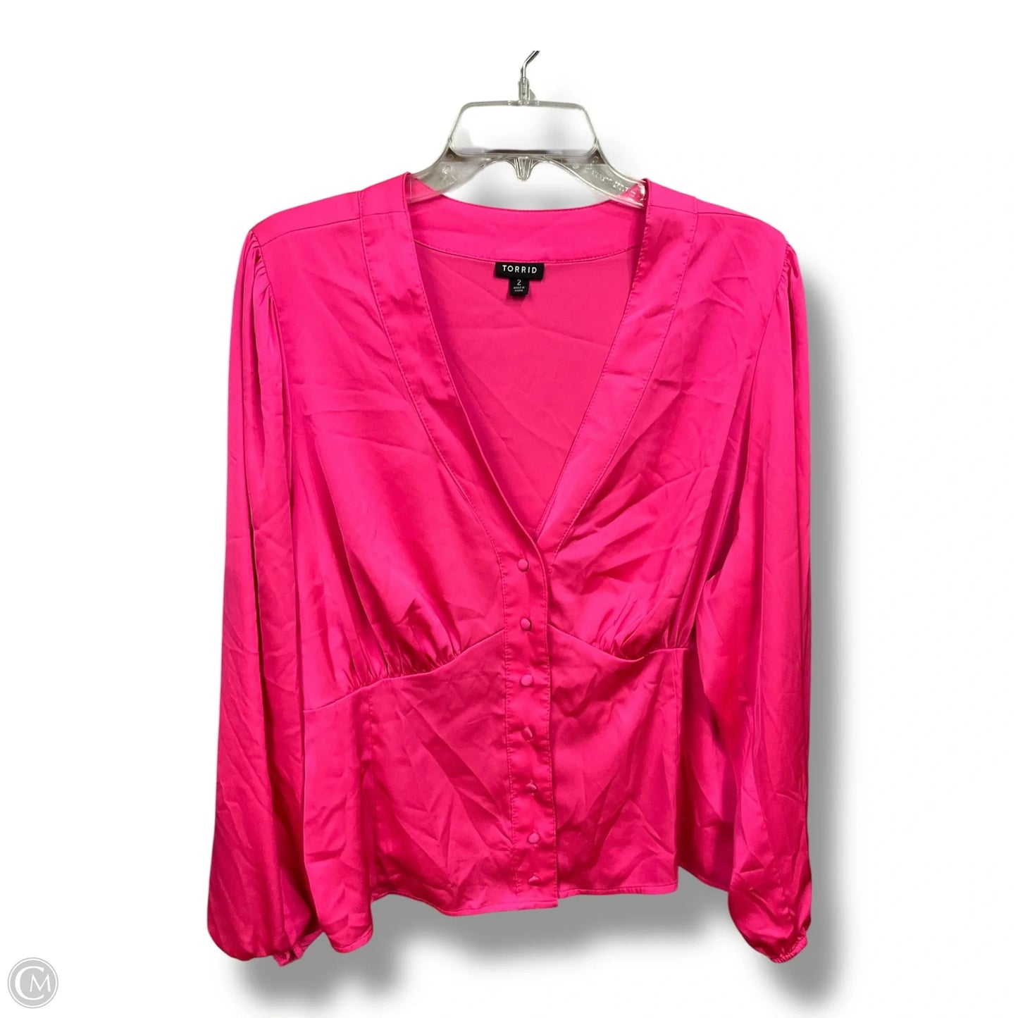 Blouse Long Sleeve By Torrid In Pink, Size: L