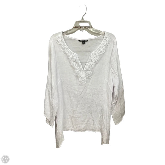Top 3/4 Sleeve By Zac And Rachel In White, Size: 2x