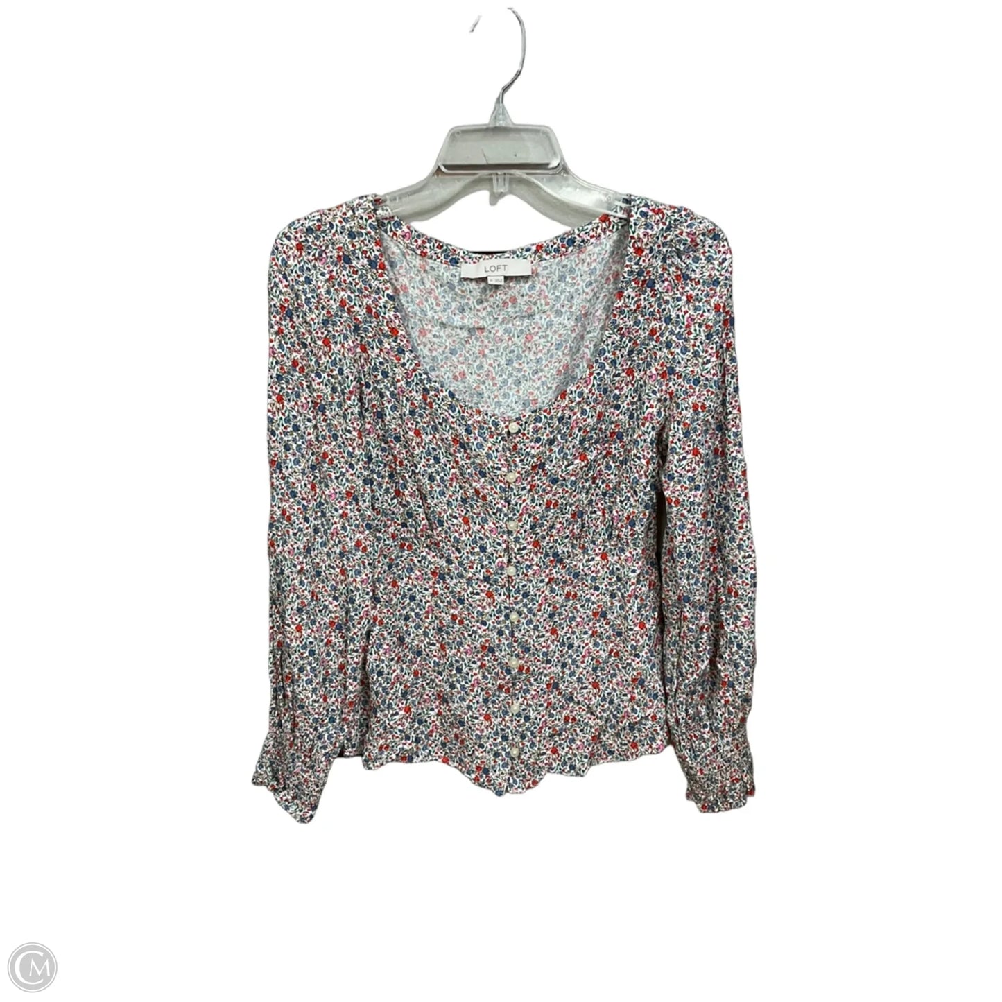 Blouse Long Sleeve By Loft In Floral Print, Size: M