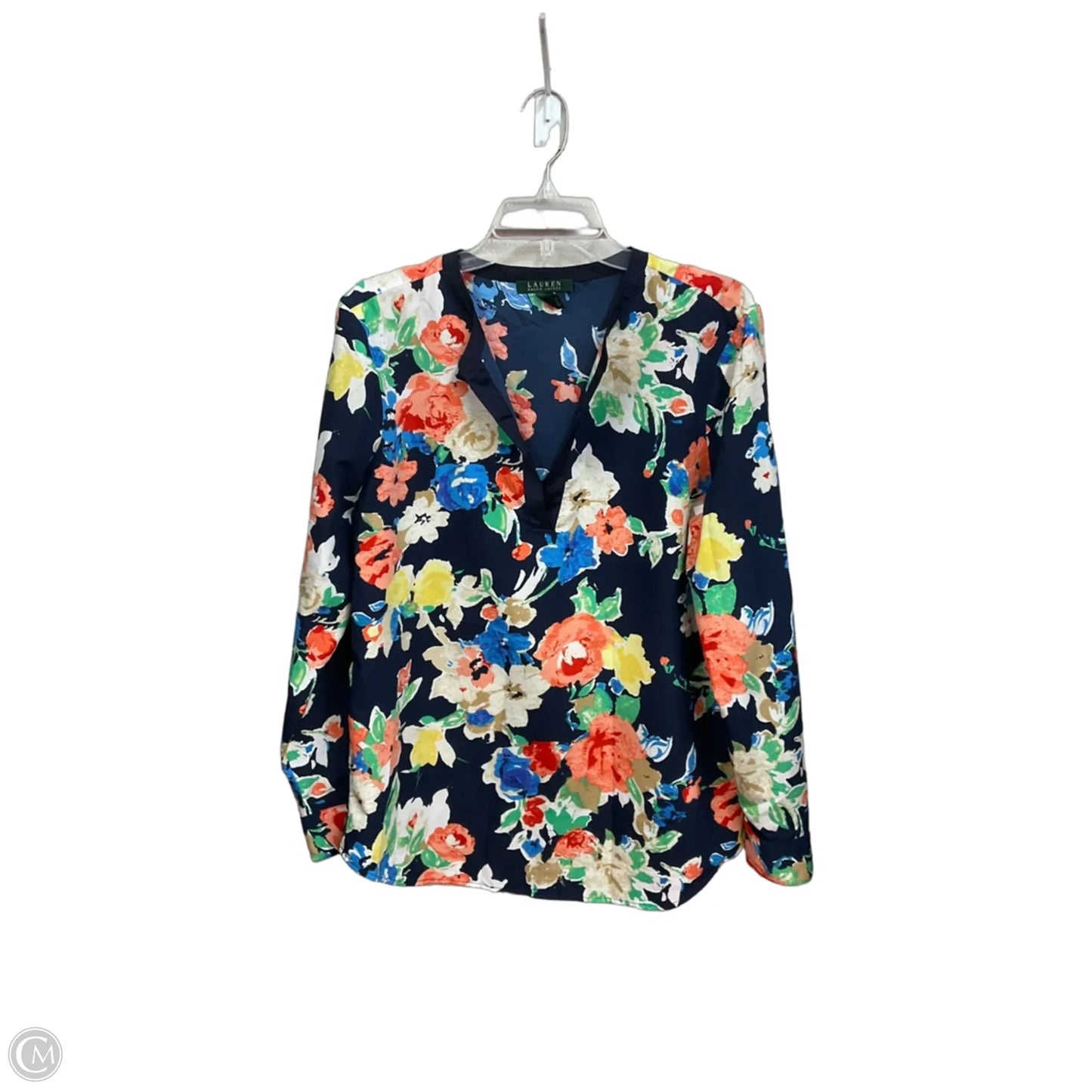 Top Long Sleeve By Lauren By Ralph Lauren In Floral Print, Size: L
