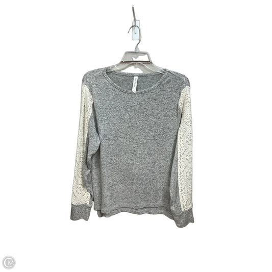 Top Long Sleeve By Flora Nikrooz In Grey & White, Size: S