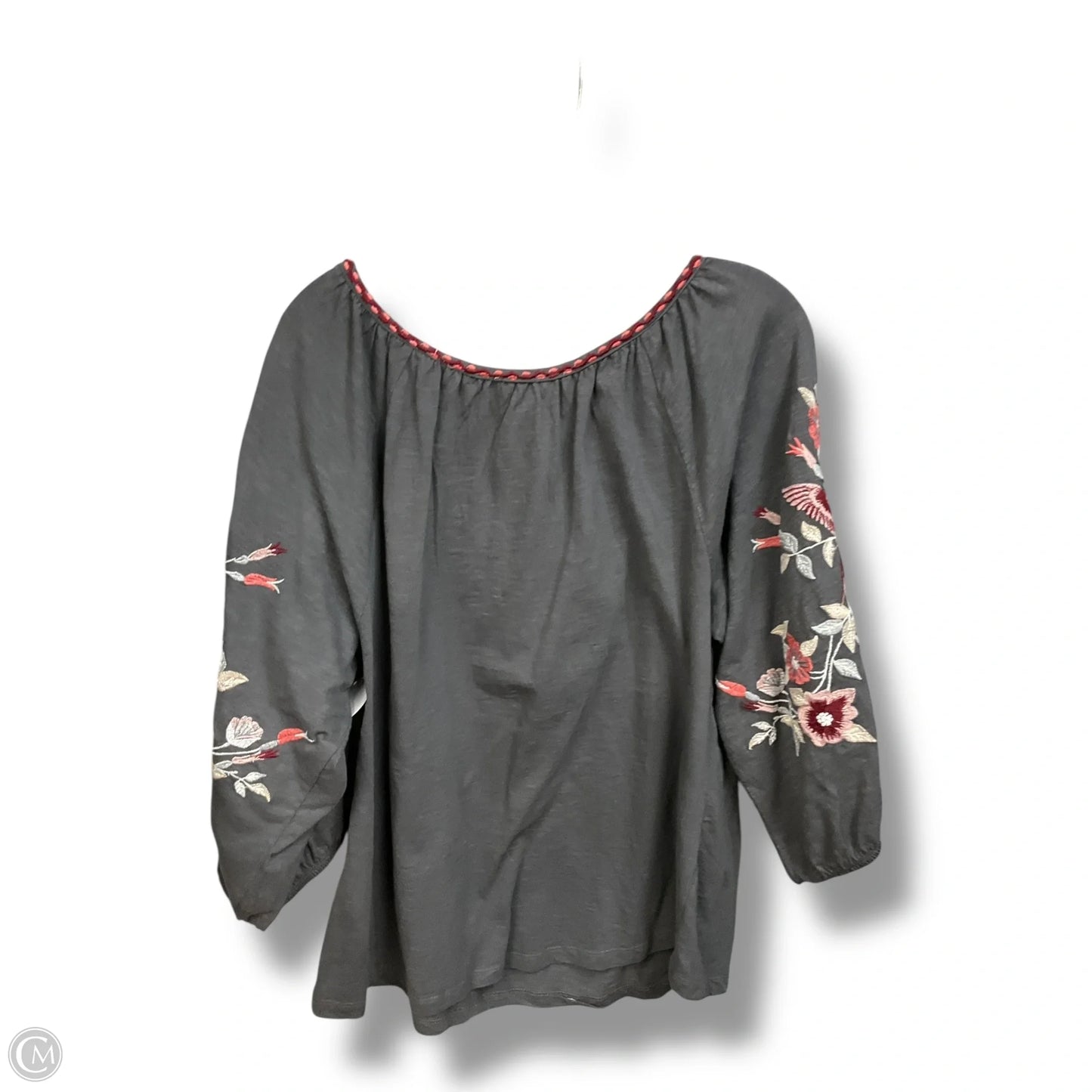 Top Long Sleeve By Solitaire In Grey, Size: L