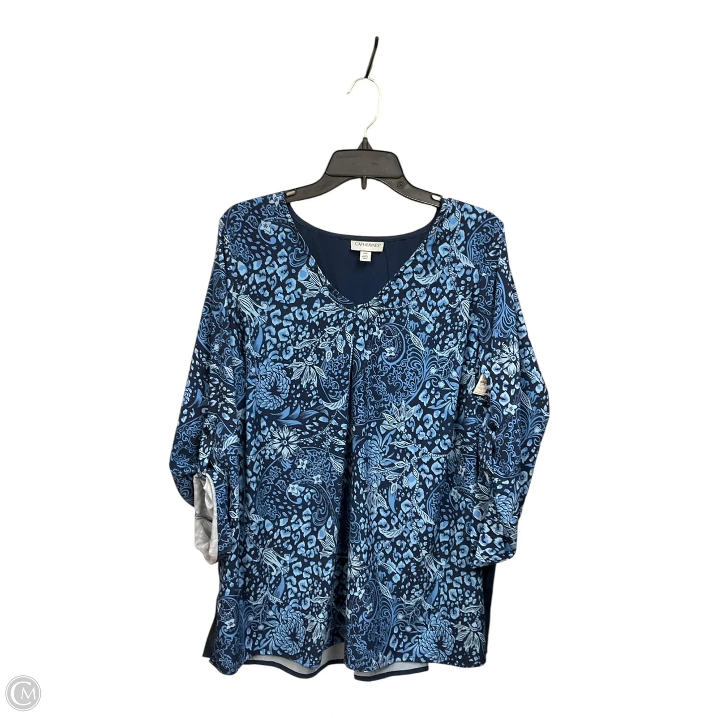 Blouse 3/4 Sleeve By Catherines In Blue, Size: 1x