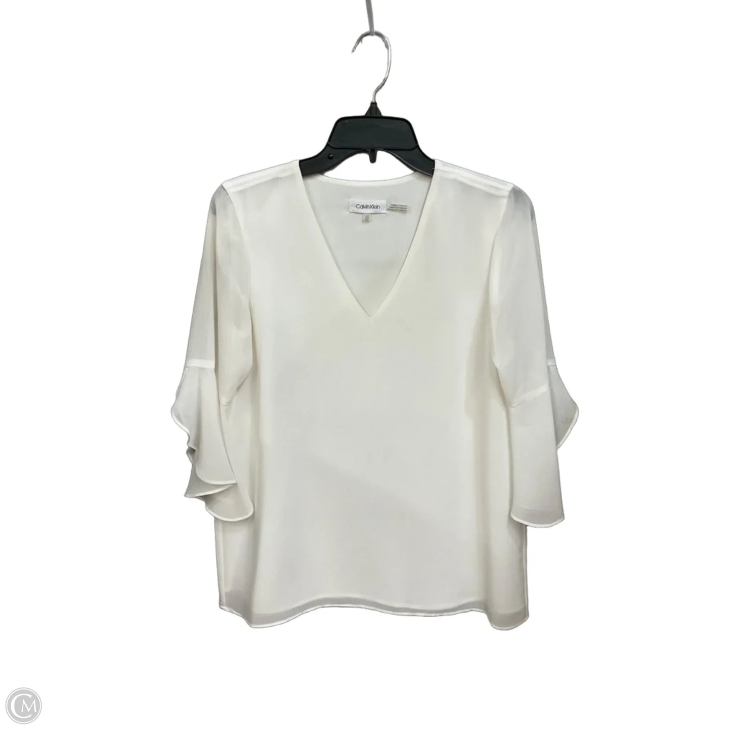 Top Long Sleeve By Calvin Klein In White, Size: Xs