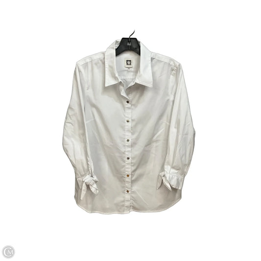 Blouse Long Sleeve By Anne Klein In White, Size: M