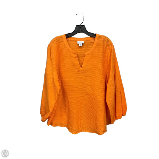 Top 3/4 Sleeve Basic By Liz Claiborne In Orange, Size: Xxl