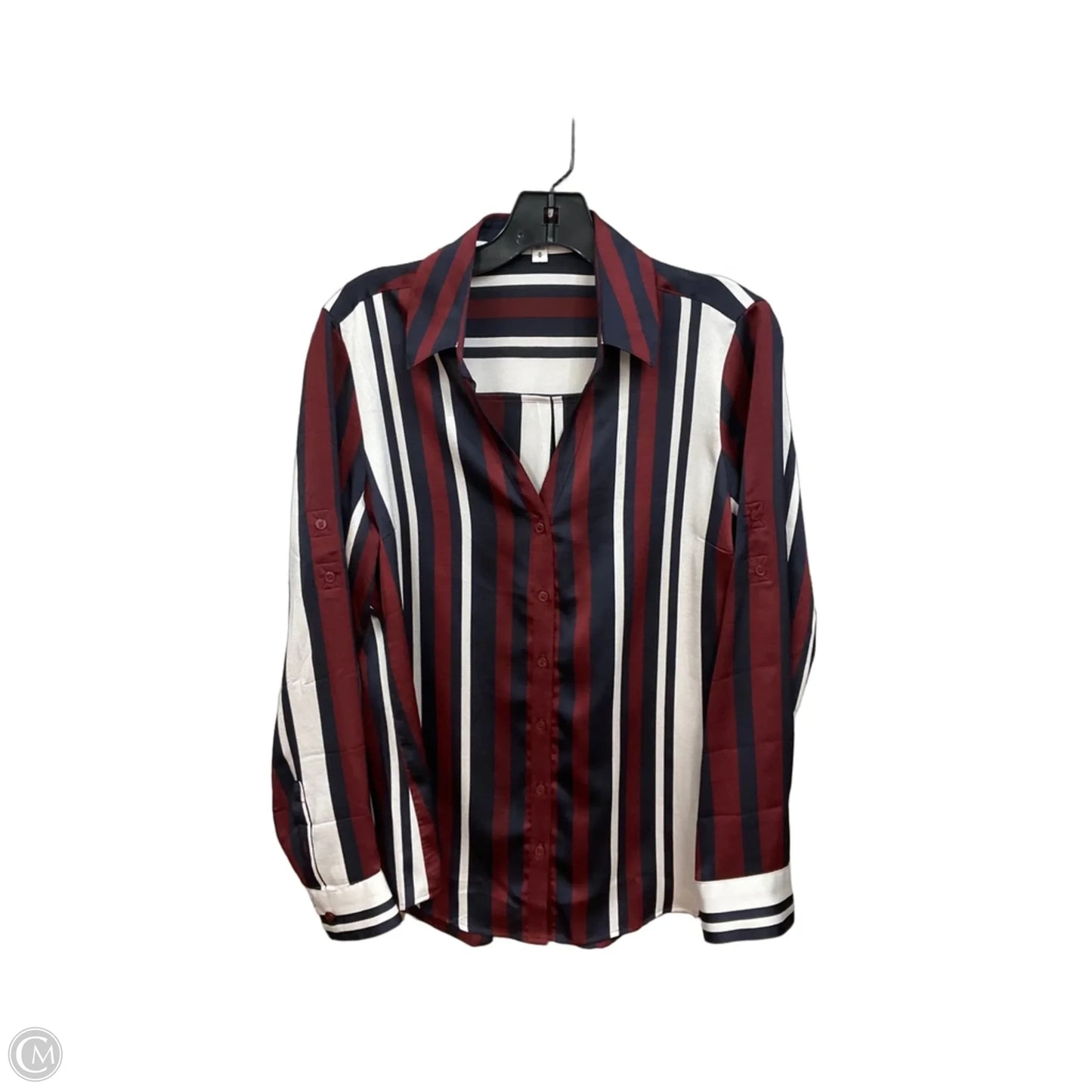 Blouse 3/4 Sleeve By Loft In Striped Pattern, Size: Mp